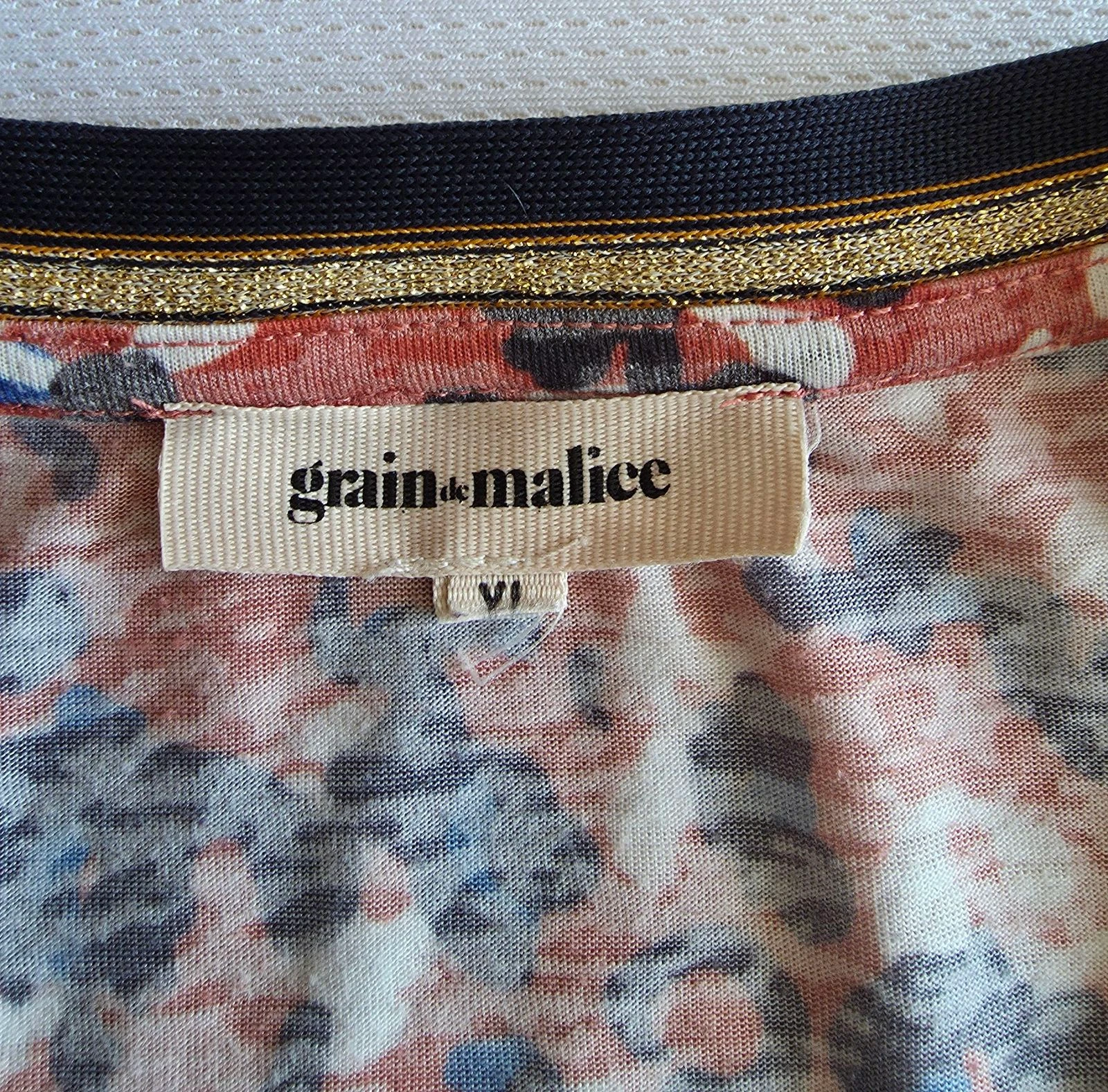 Grain de Malice coral and gold leopard print t-shirt XL 42 44 3/4 sleeve top – photo 6